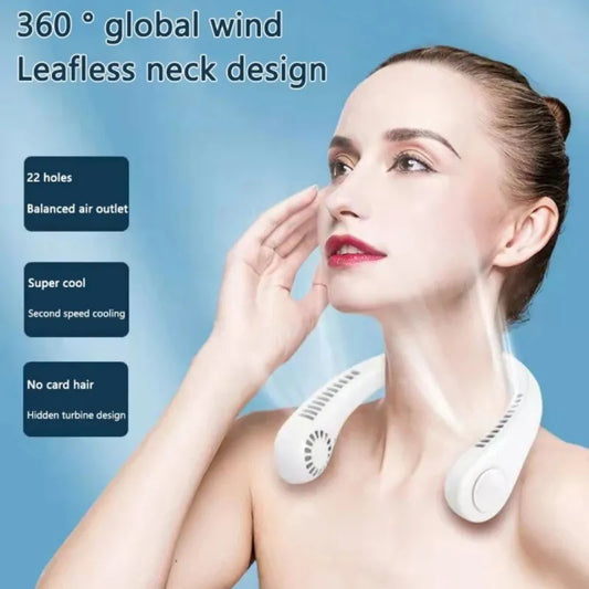 Portable Neck Cooling Fan – Bladeless, USB Rechargeable & Wearable