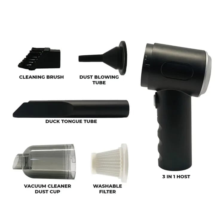 3-in-1 Wireless Portable Vacuum Cleaner – Handheld Dust Blower, Air Pump & Mini Cleaner