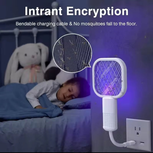Electric Mosquito Killer Racket – 5-Layer Security Net, USB Rechargeable