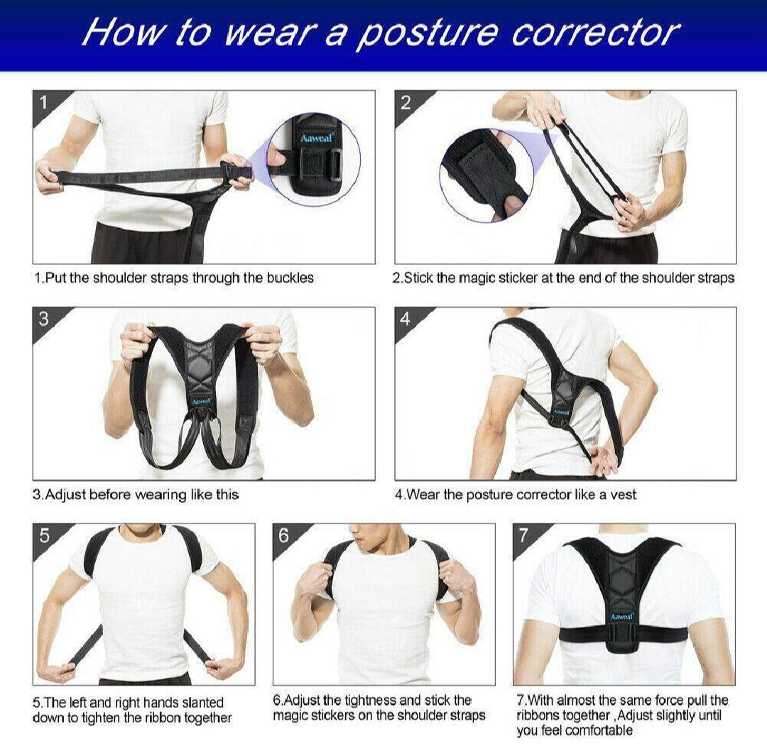 Adjustable Magnetic Posture Corrector – Back Brace for Upper Back Pain Relief & Posture Support