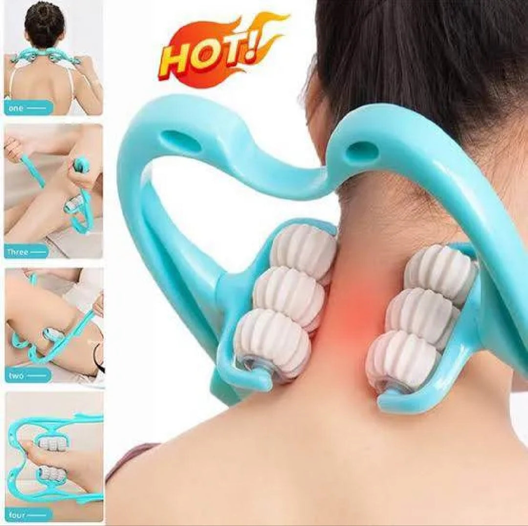 Cervical Spine Massager – 6-Wheel Manual Neck & Back Massager for Fatigue Relief