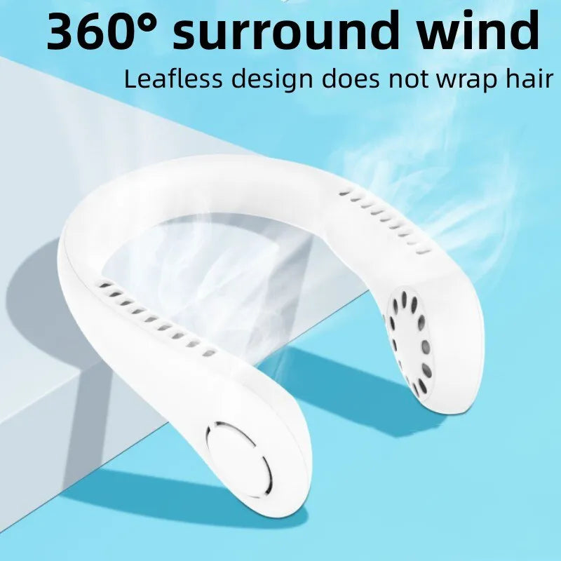 Portable Neck Cooling Fan – Bladeless, USB Rechargeable & Wearable