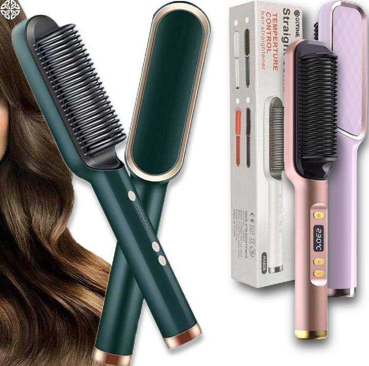 Hair Straightening Brush – Fast Heating Ceramic Comb with 5 Adjustable Heat Levels | Anti-Scald & Lightweight | Perfect for Women & Girls