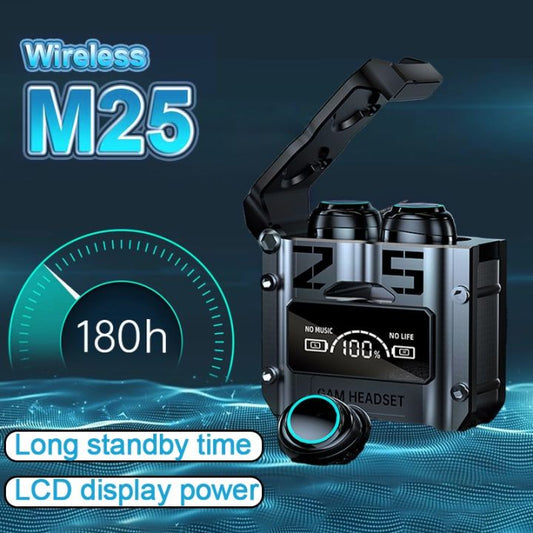 M25 Bluetooth 5.3 Wireless Earbuds – HiFi Sound, LED Battery Display, 40H Backup
