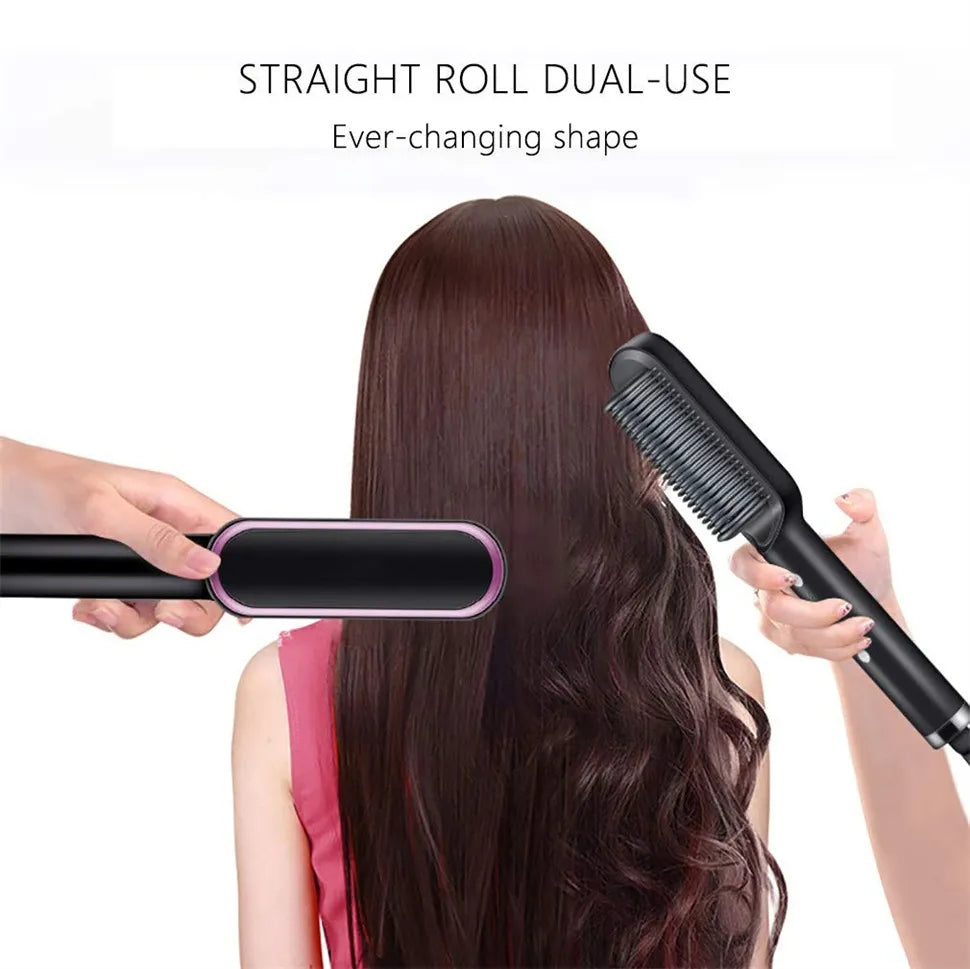 Hair Straightening Brush – Fast Heating Ceramic Comb with 5 Adjustable Heat Levels | Anti-Scald & Lightweight | Perfect for Women & Girls