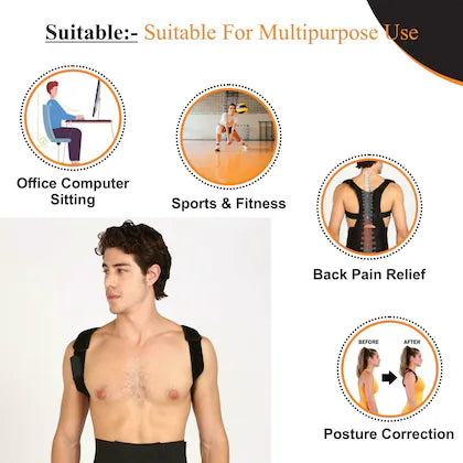 Adjustable Magnetic Posture Corrector – Back Brace for Upper Back Pain Relief & Posture Support